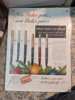 Parker Fountain Pens Vintage Poster In Black, Navy, Burgundy, Gold and Silver